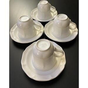 Set Of 4 Mikasa FRENCH COUNTRYSIDE F9000 Coffee/ Tea Mugs & Saucers Excellent
